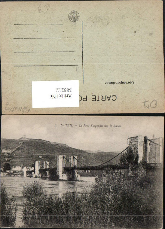 385212,Rhone-Alpes Ardeche Le Teil Le Pont Suspendu sur le Rhone Brücke