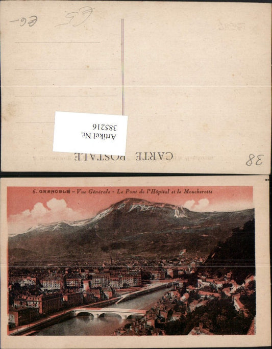 385216,Rhone-Alpes Isere Grenoble Vue Generale Le Pont de Hopital et le Moucherotte Totale