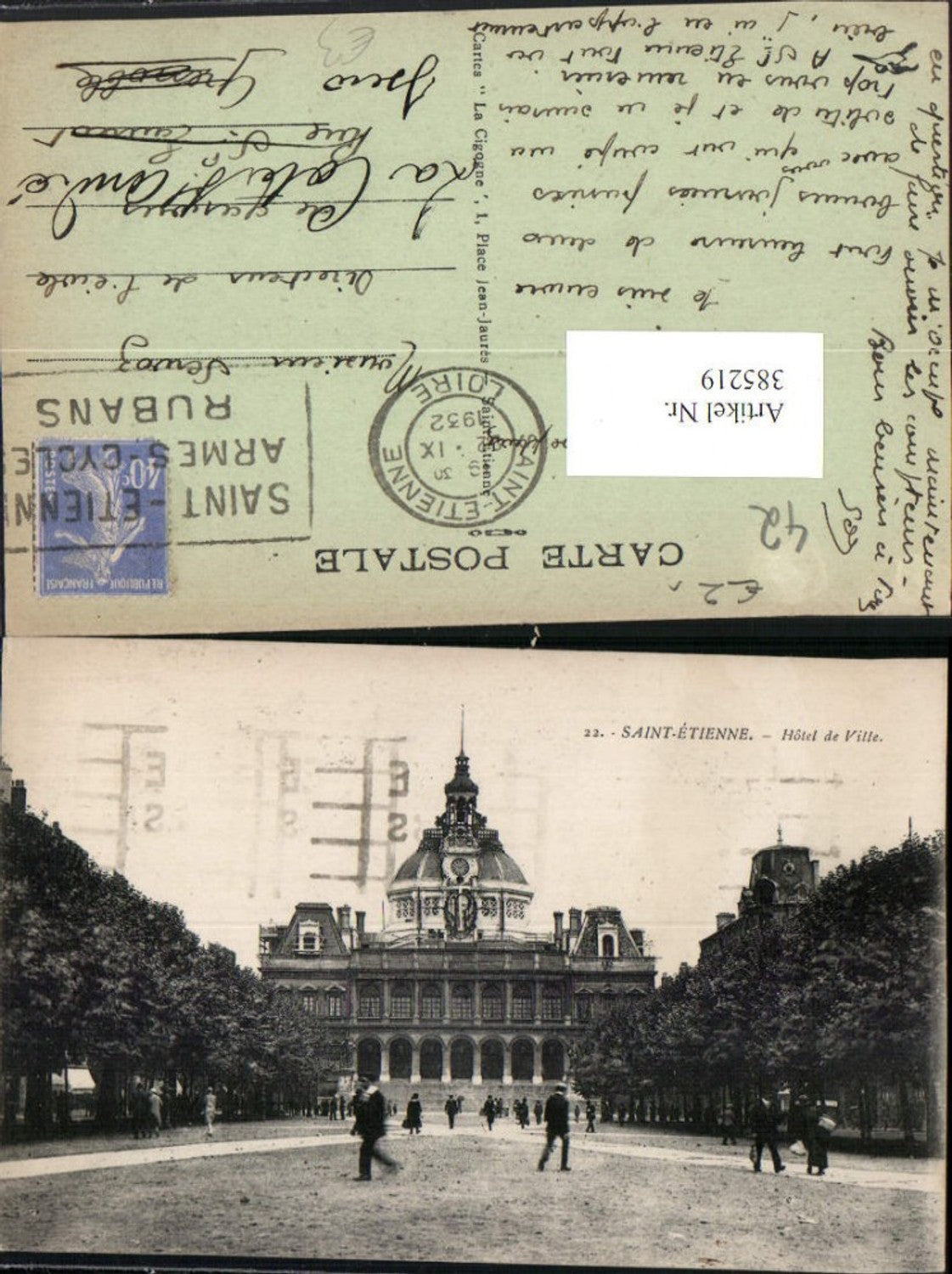 385219,Rhone-Alpes Loire Saint-Etienne Hotel de Ville Rathaus Gebäude