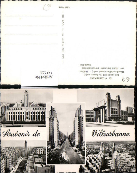 385223,Rhone-Alpes Rhone Villeurbanne Les Gratte-Ciel Hotel de Ville Theatre Mehrbildkarte