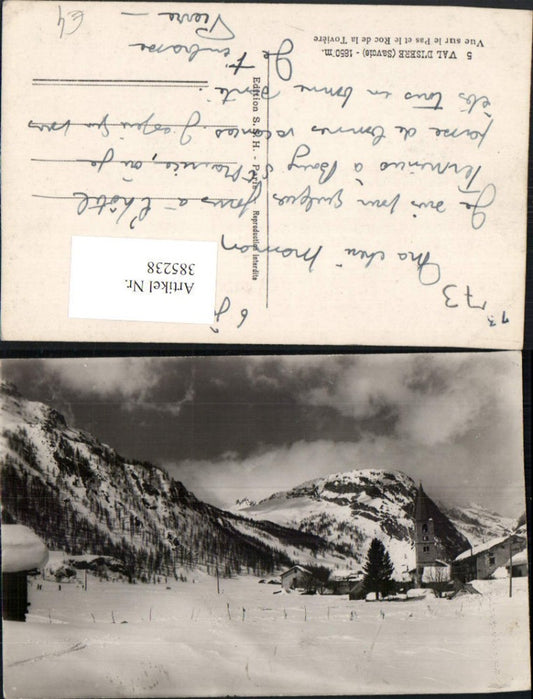 385238,Rhone-Alpes Savoie Val-d’Isere Vue sur le Pas et le Roc de la Toviere Bergkulisse Winterbild