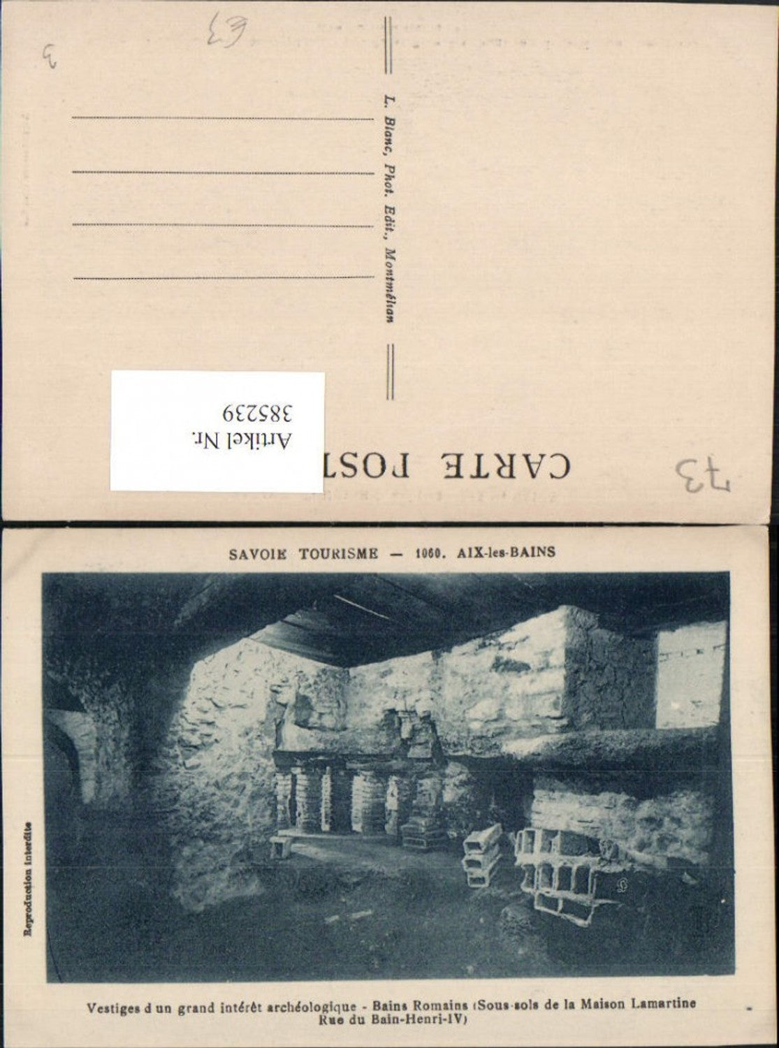 385239,Rhone-Alpes Savoie Aix-les-Bains Vestiges d un grand interet archeologique Bains Romains