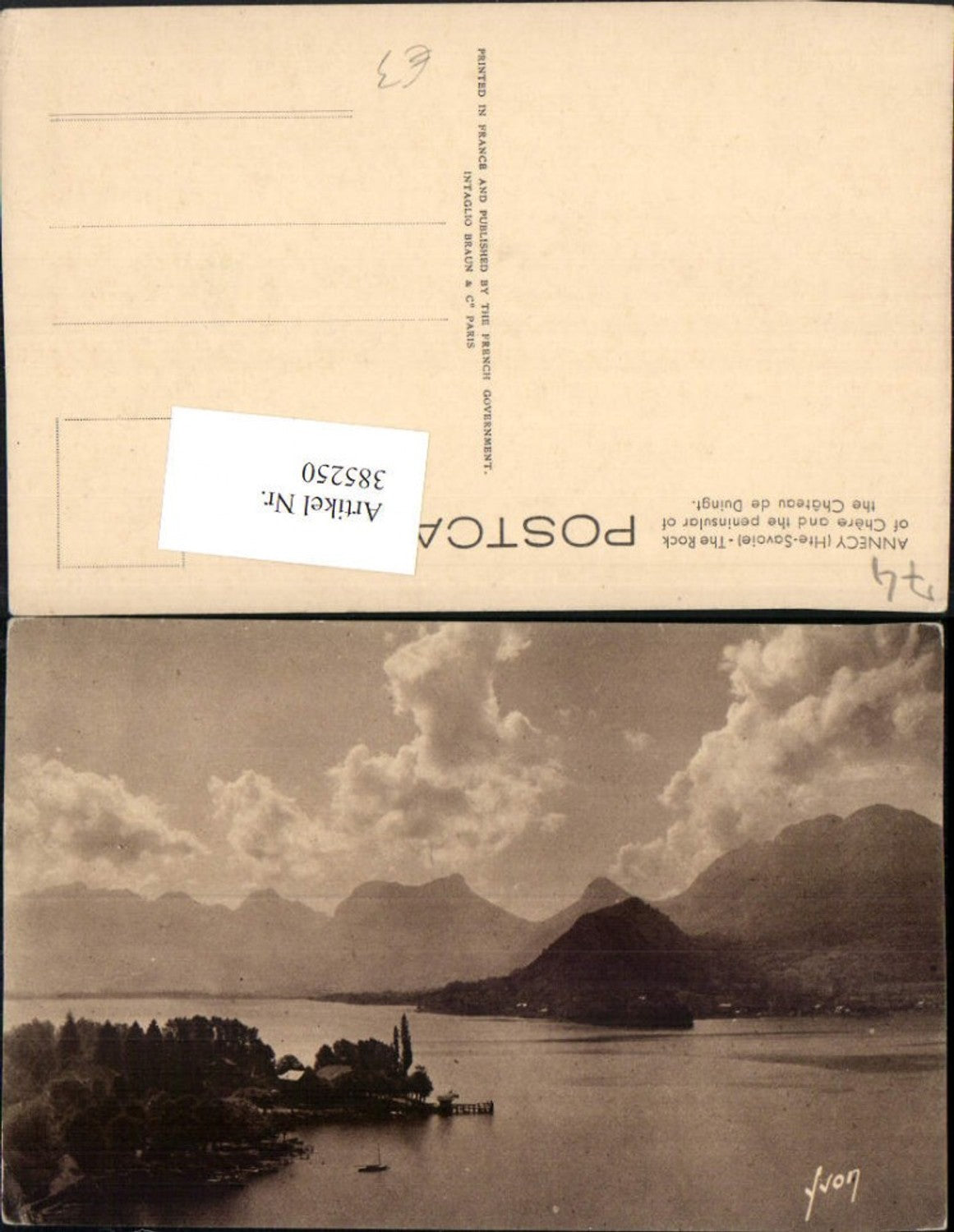 385250,Rhone-Alpes Haute-Savoie Annecy Rock of Chere and the peninsular of Chateau Duingt