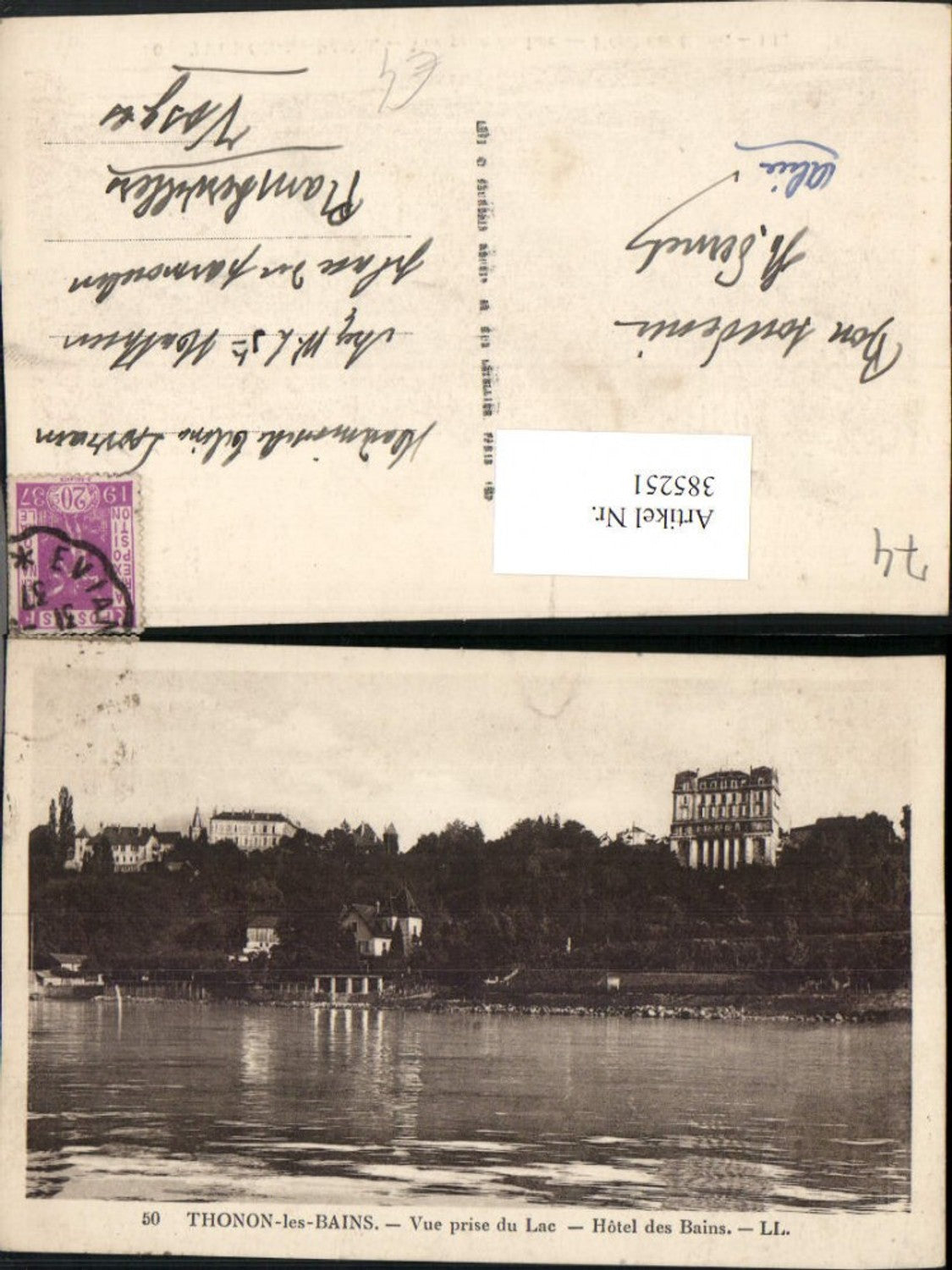 385251,Rhone-Alpes Haute-Savoie Thonon-les-Bains Vue prise du Lac Hotel des Bains