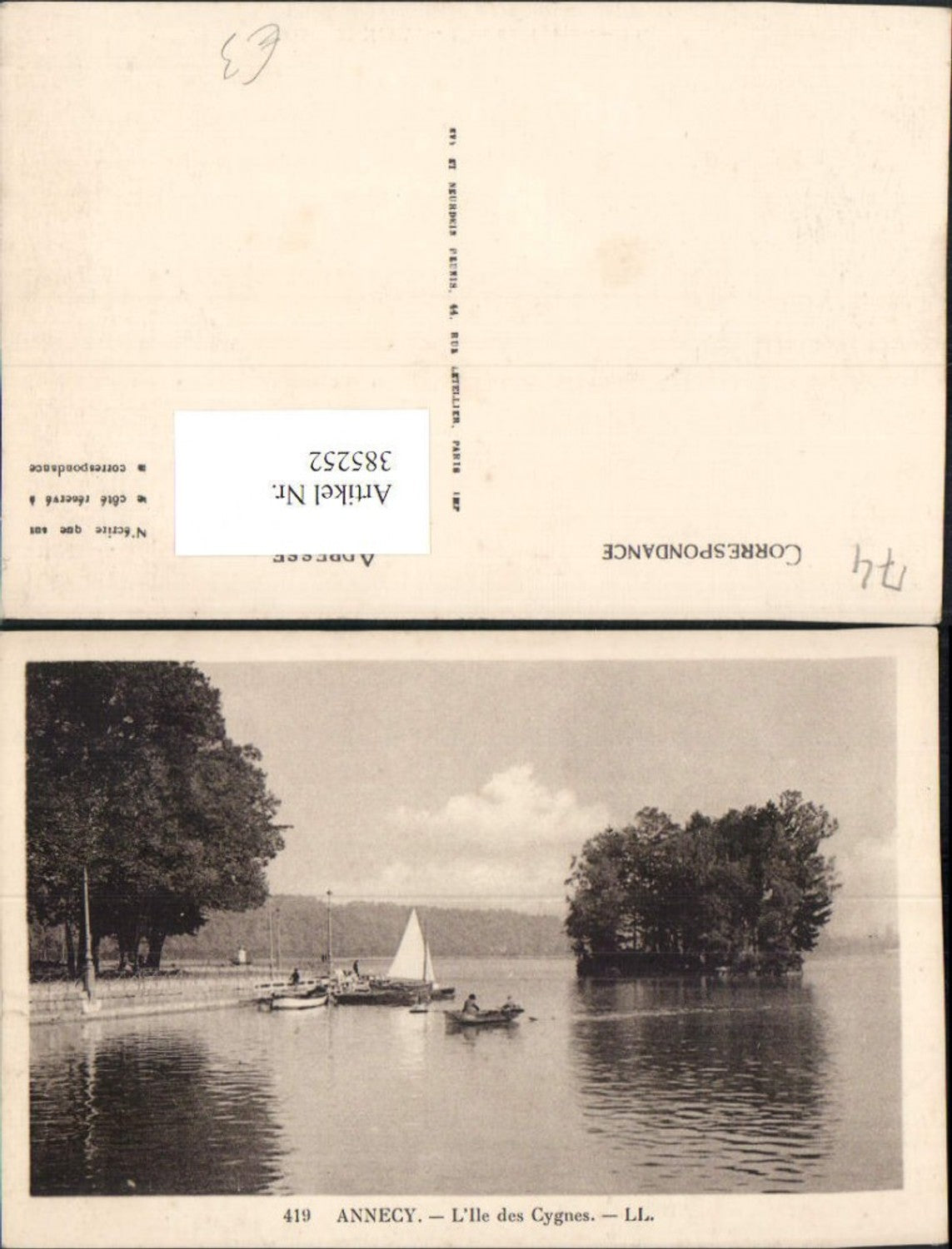 385252,Rhone-Alpes Haute-Savoie Annecy L'Ile des Cygnes Insel Boote Segelboot