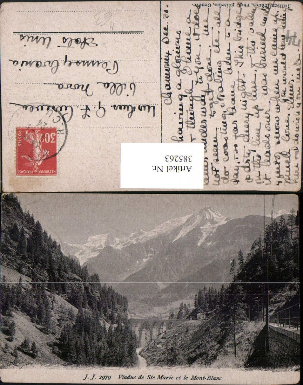 385263,Rhone-Alpes Haute-Savoie Viaduc de Ste Marie et le Mont-Blanc Viadukt Bergkulisse