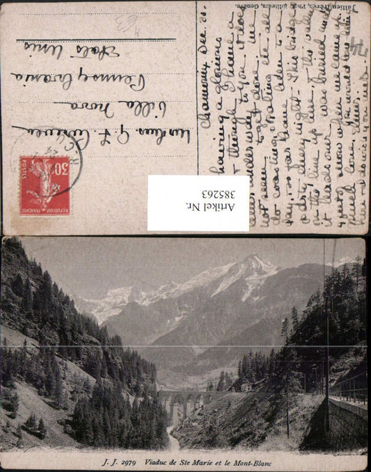 385263,Rhone-Alpes Haute-Savoie Viaduc de Ste Marie et le Mont-Blanc Viadukt Bergkulisse