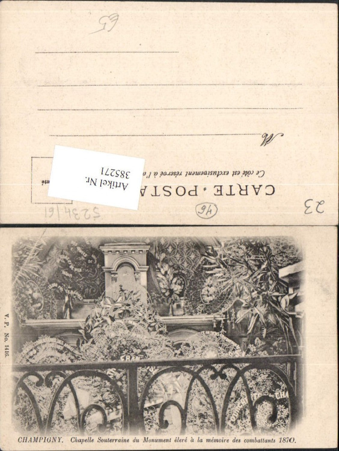 385271,Limousin Creuse Champigny Chapelle Souterraine du Monument elere a la memoire 1870