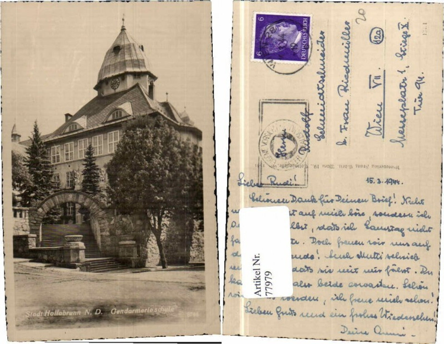 77979,Stadt Hollabrunn Gendarmerie Schule Strassenpartie 1941