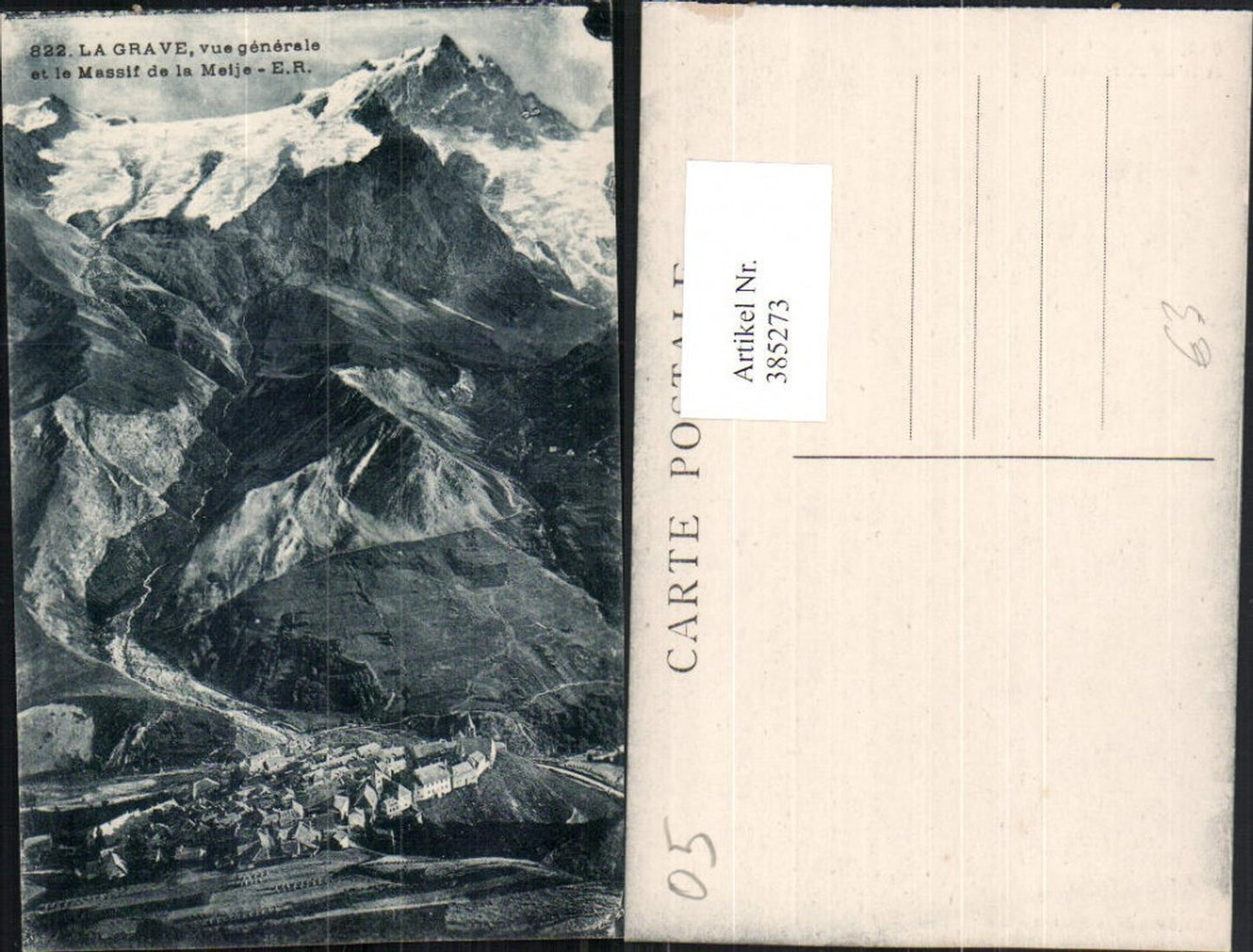 385273,Provence-Alpes-Cote-Azur Hautes-Alpes La Grave Vue Generale et le Massif de la Meije Totale