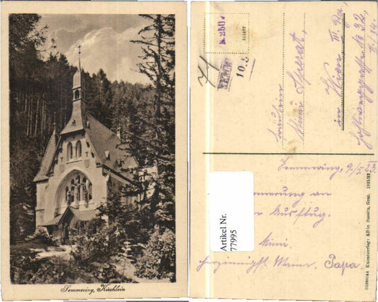77995,Semmering Kirchlein Kapelle 1921