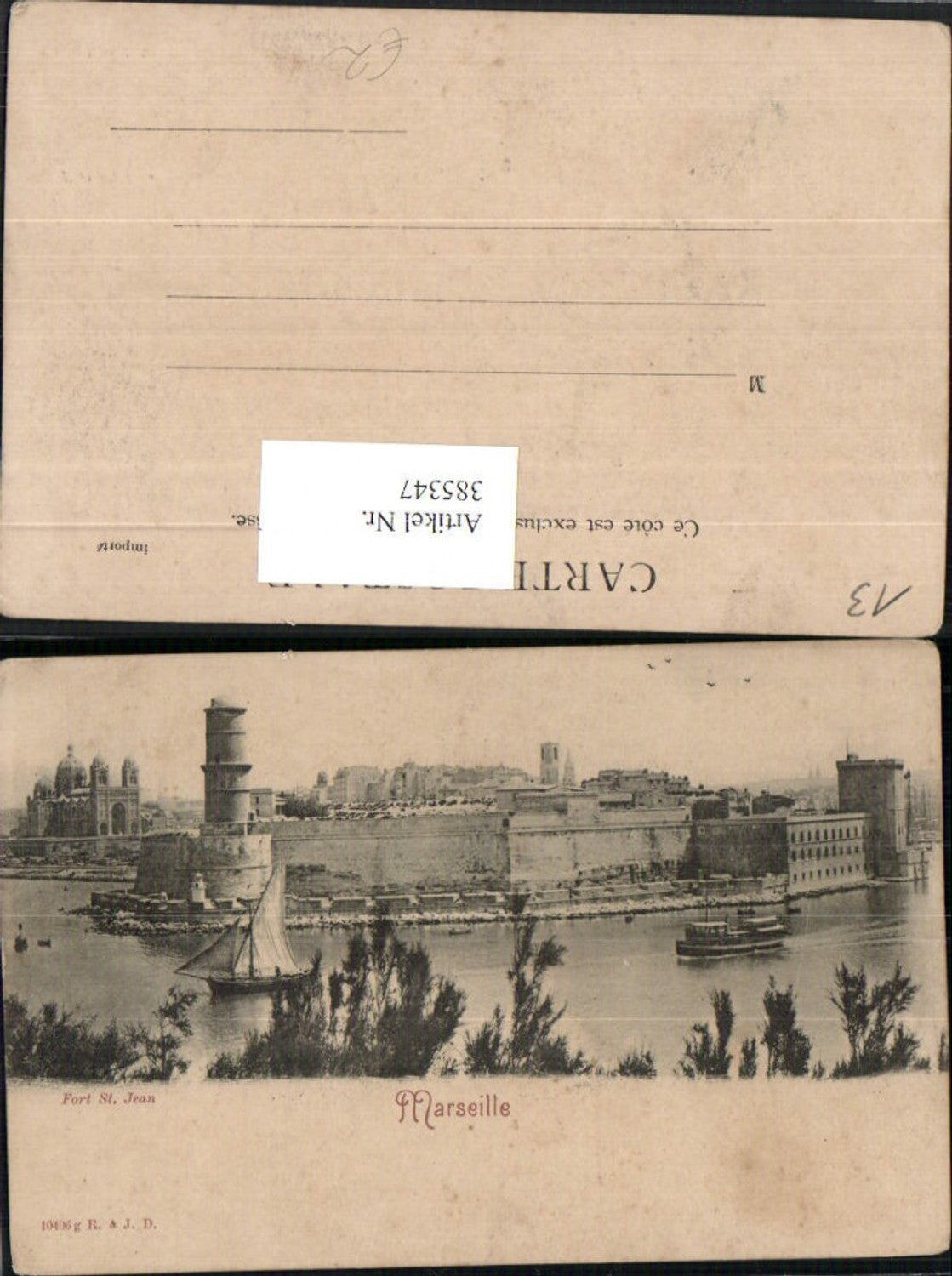 385347,Provence-Alpes-Cote-Azur Bouches-de-Rhone Marseille Fort St-Jean Festung Segelboot