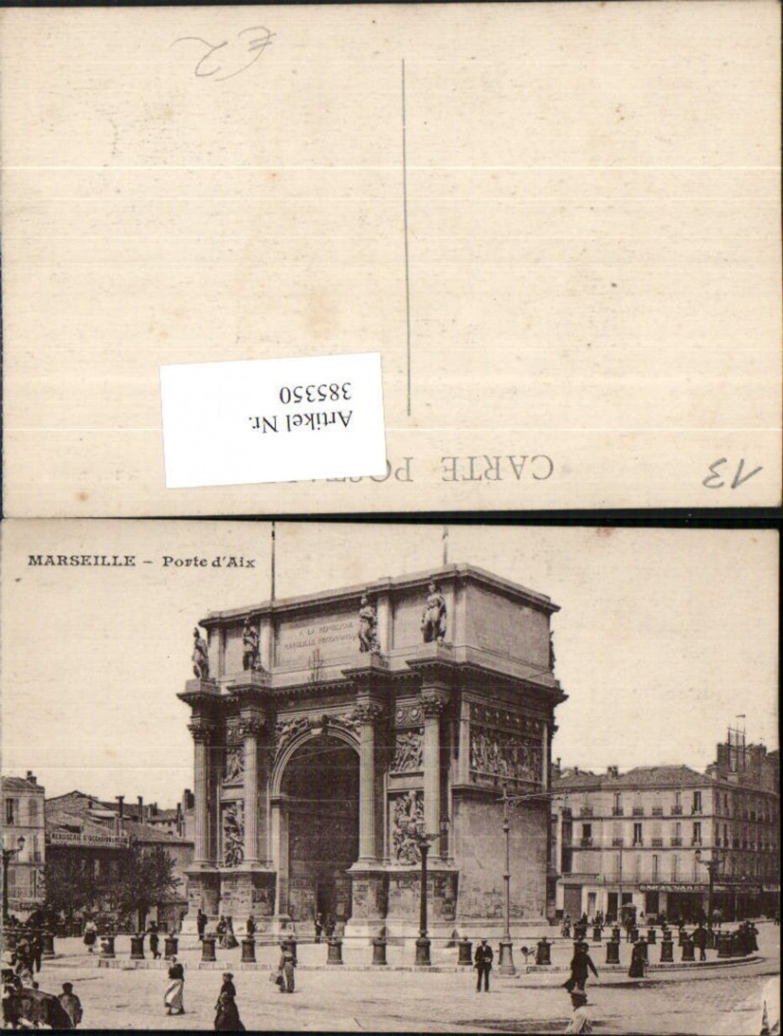 385350,Provence-Alpes-Cote-Azur Bouches-de-Rhone Marseille Porte d'Aix Bogen Tor