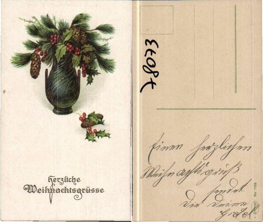 78073, Christmas Vase Berries Cones Branches BEAUTIFUL AMAG 1758