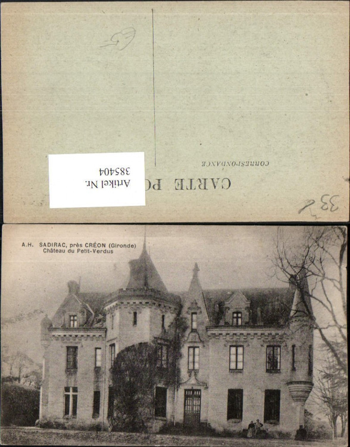 385404,Aquitanien Gironde Sadirac pres Creon Chateau du Petit-Verdus Schloss
