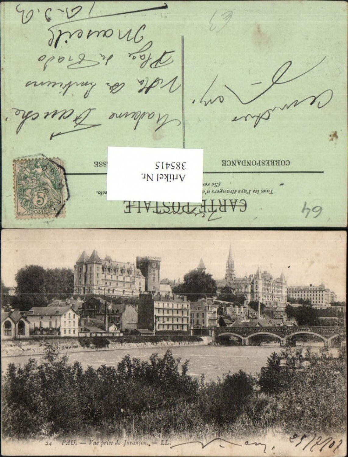 385415,Aquitanien Pyrenees-Atlantiques Pau Vue prise de Jurancon Teilansicht Brücke