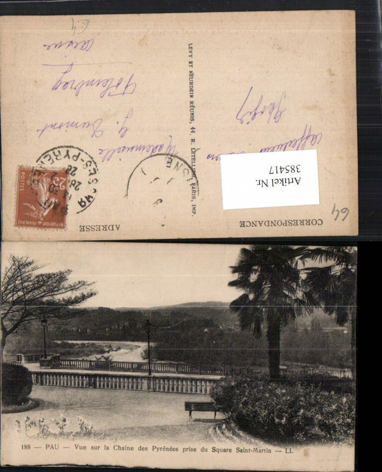 385417,Aquitanien Pyrenees-Atlantiques Pau Vue sur la Chaine Pyrenees prise du Square Saint-Martin