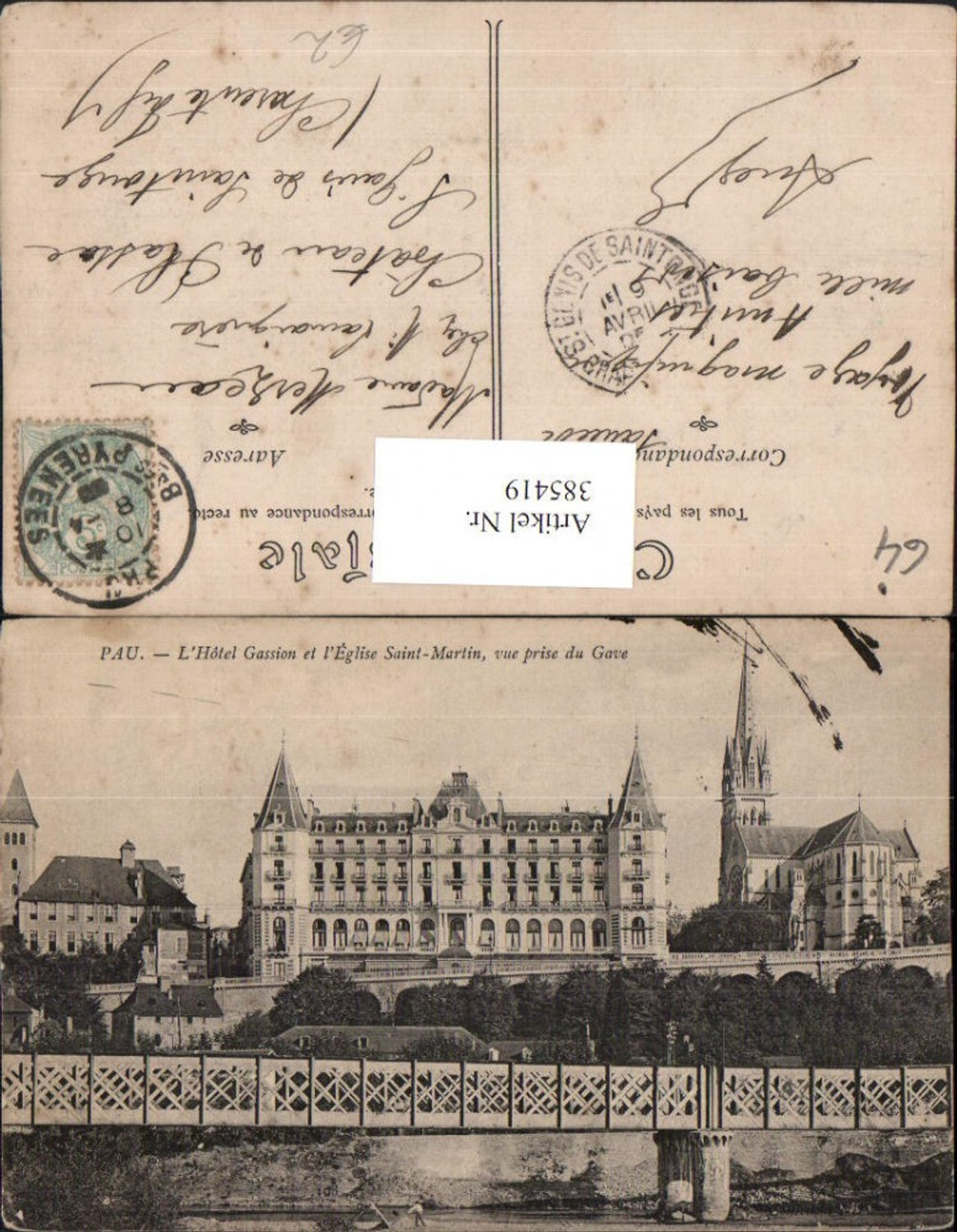 385419,Aquitanien Pyrenees-Atlantiques Pau L'Hotel Gassion et l'Eglise Saint-Martin Kirche
