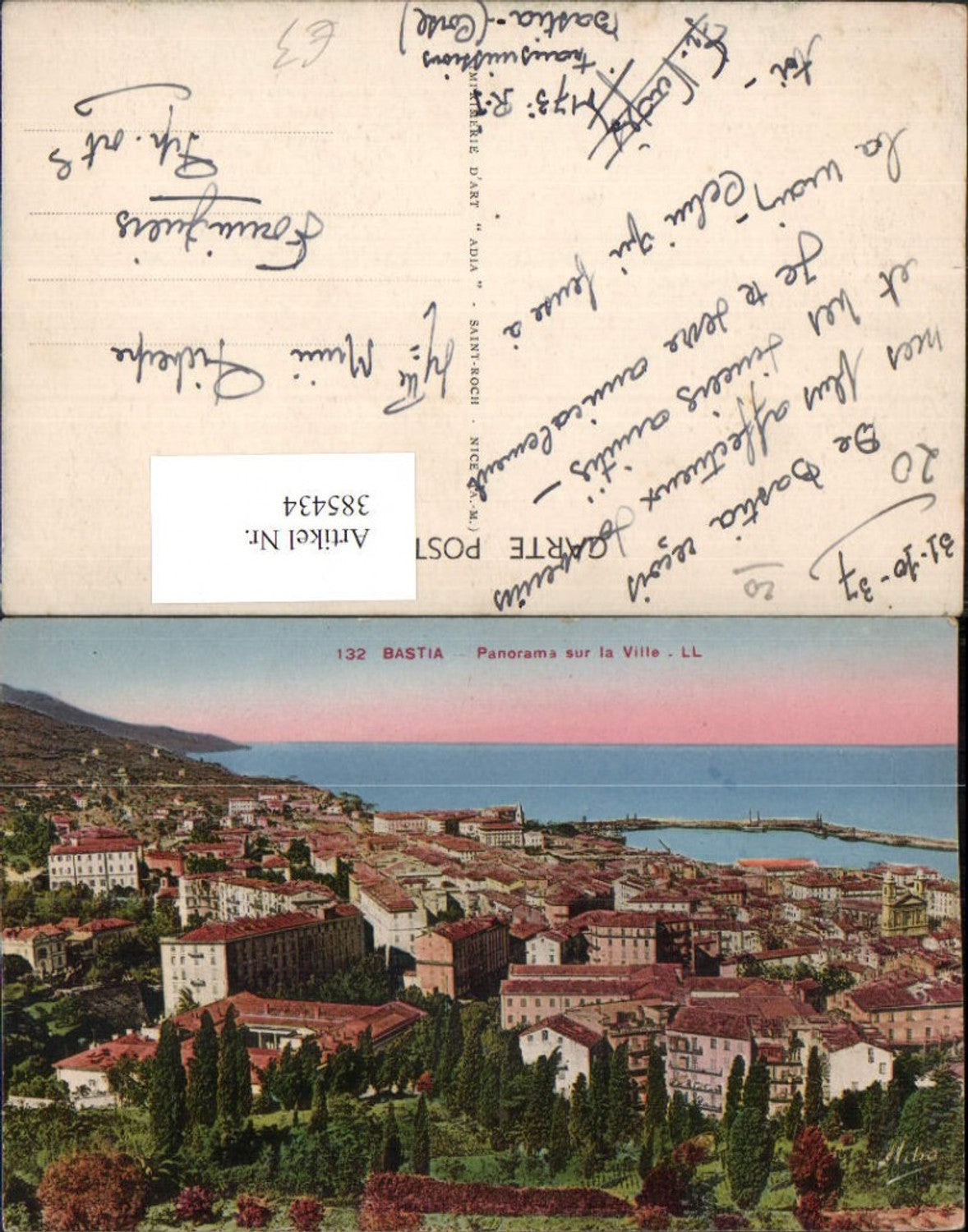 385434,Korsika Haute-Corse Bastia Panorama sur la Ville Totale