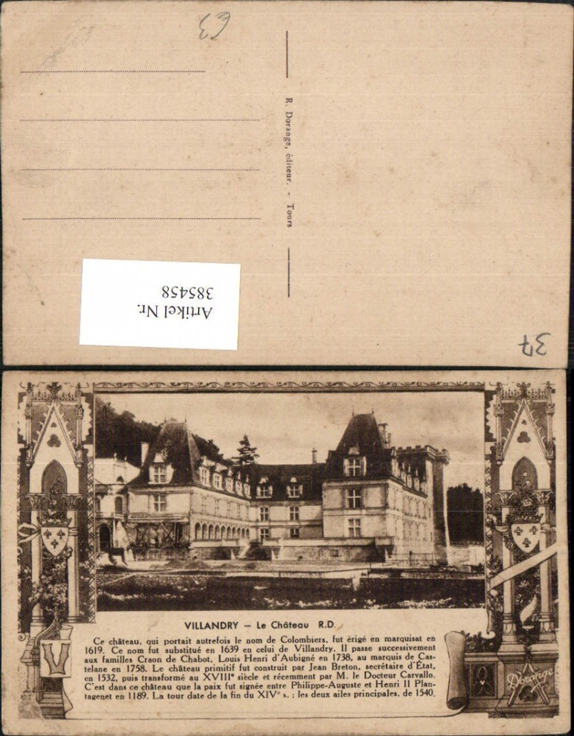 385458,Centre Indre-et-Loire Villandry Le Chateau Schloss Text