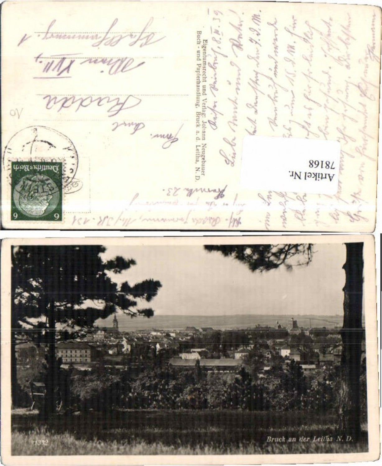 78168,Bruck a.d. Leitha Blick auf Ort 1939