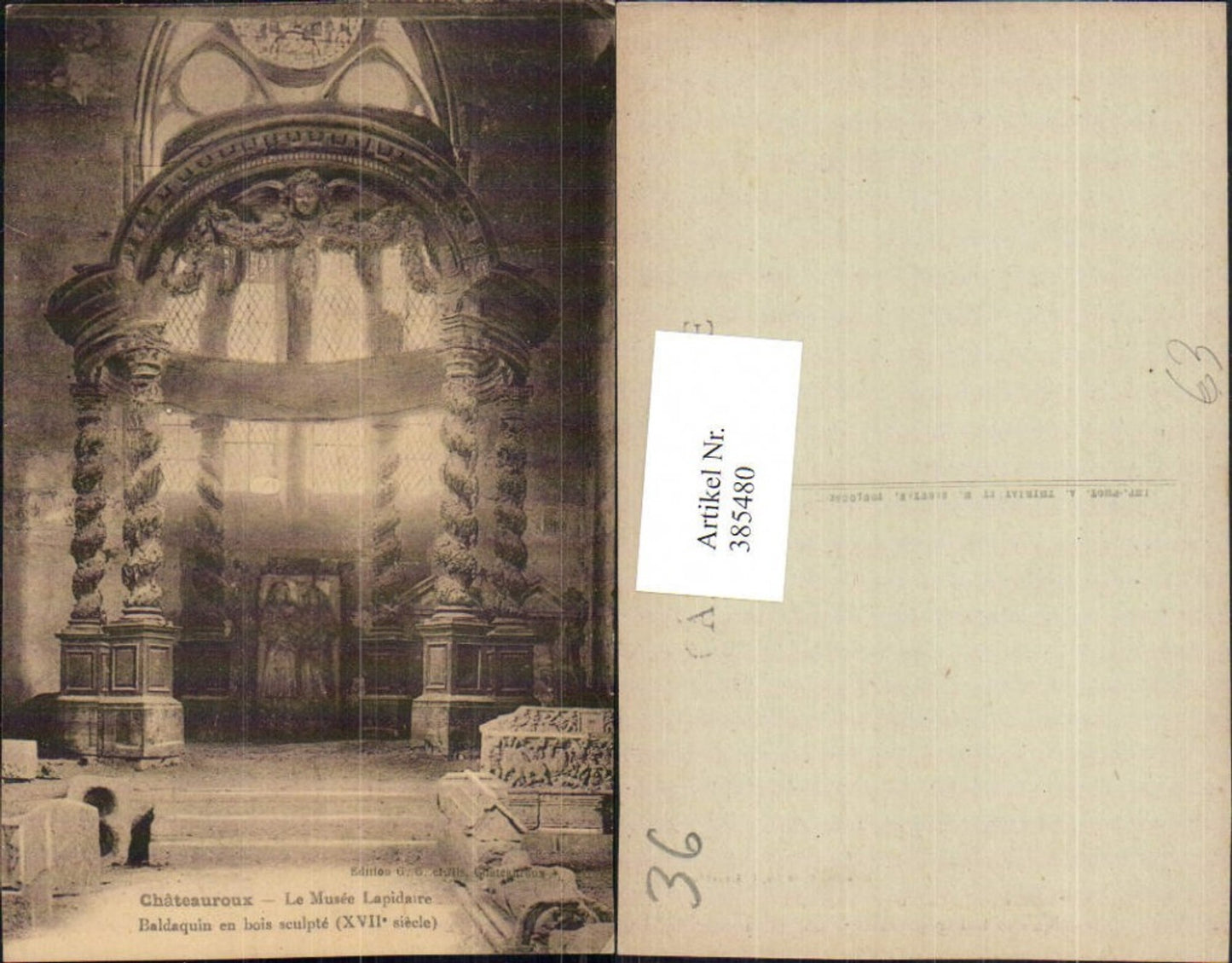 385480,Centre Indre Chateauroux Le Musee Lapidaire Baldaquin en bois sculpte