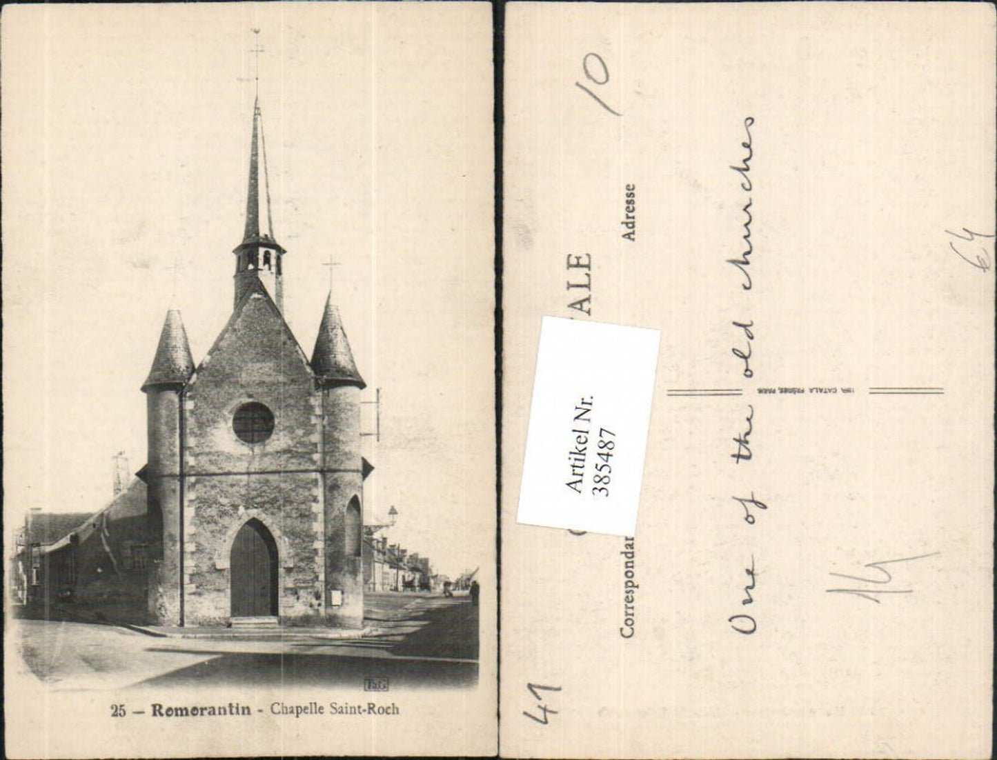 385487,Centre Loire-et-Cher Romorantin Chapelle Saint-Roch Kapelle Kirche