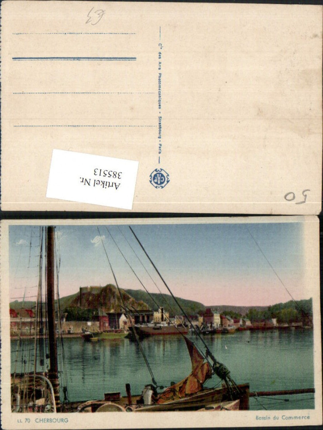 385513,Basse-Normandie Manche Cherbourg Bassin du Commerce Teilansicht Segelschiff