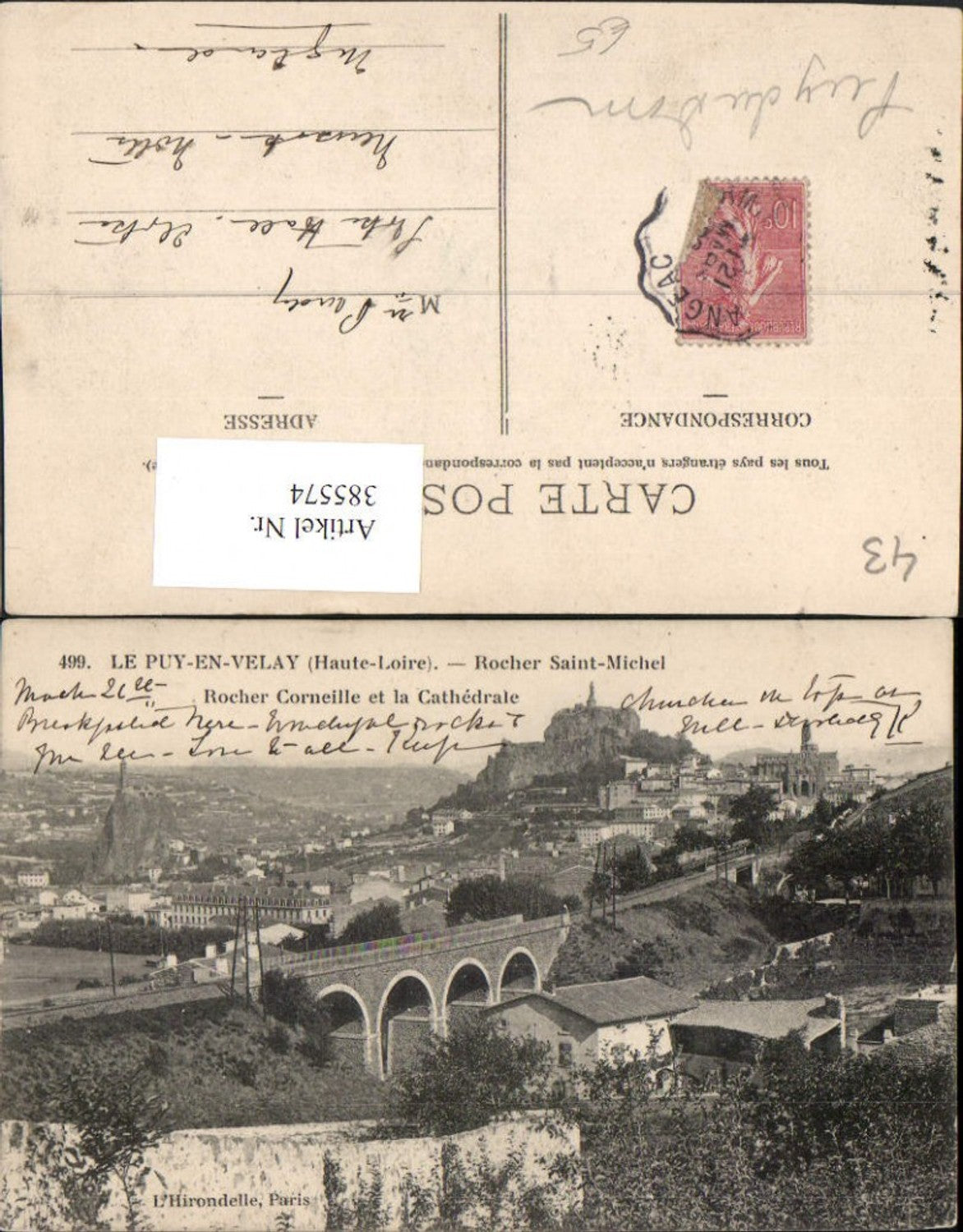 385574,Auvergne Haute-Loire Le Puy-en-Velay Rocher Saint-Michel Totale Viadukt