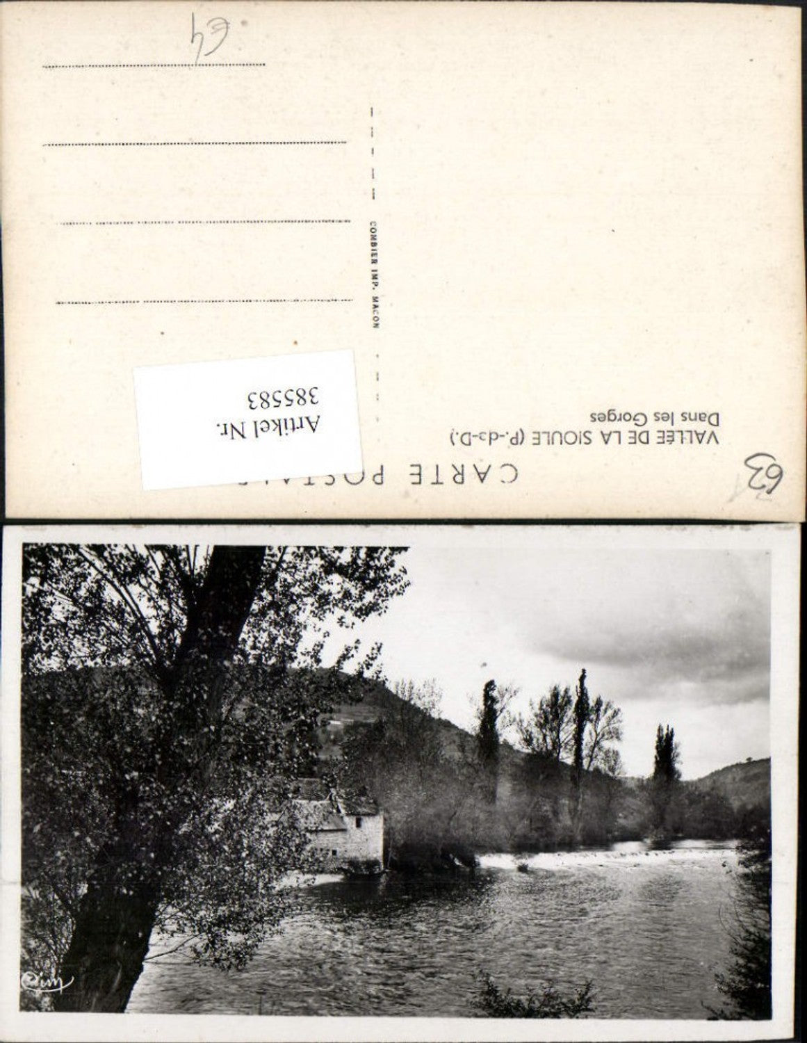 385583,Auvergne Puy-de-Dome Vallee de la Sioule Dans les Gorges Fluss Wehr