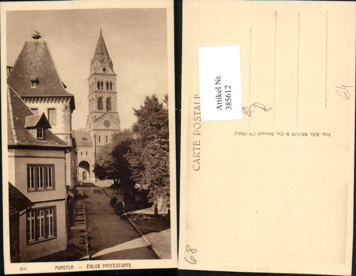 385612,Elsass Haut-Rhin Munster Eglise Protestante Kirche