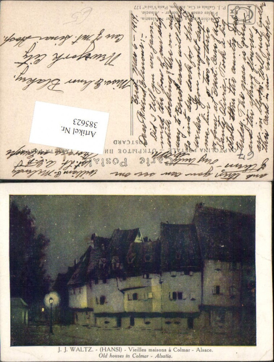 385623,Künstler AK J. J. Waltz Hansi Elsass Bas-Rhin Colmar Vieilles maisons Häuser