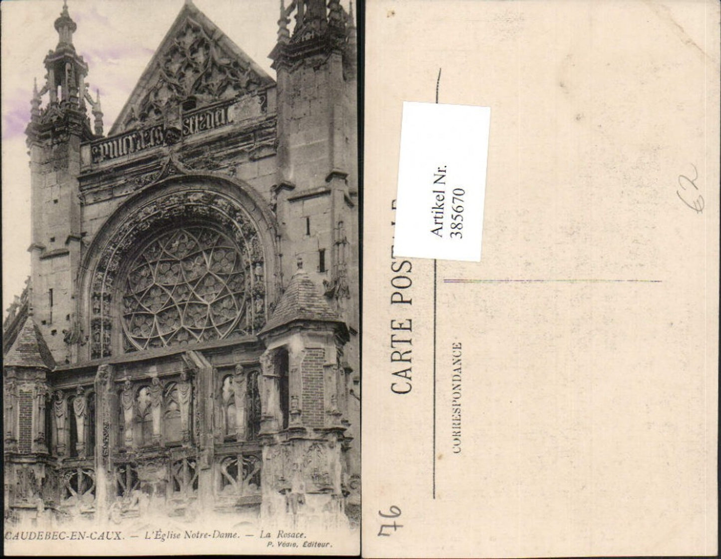 385670,Haute-Normandie Seine-Maritime Caudebec-en-Caux L'Eglise Notre-Dame La Rosace Kirche