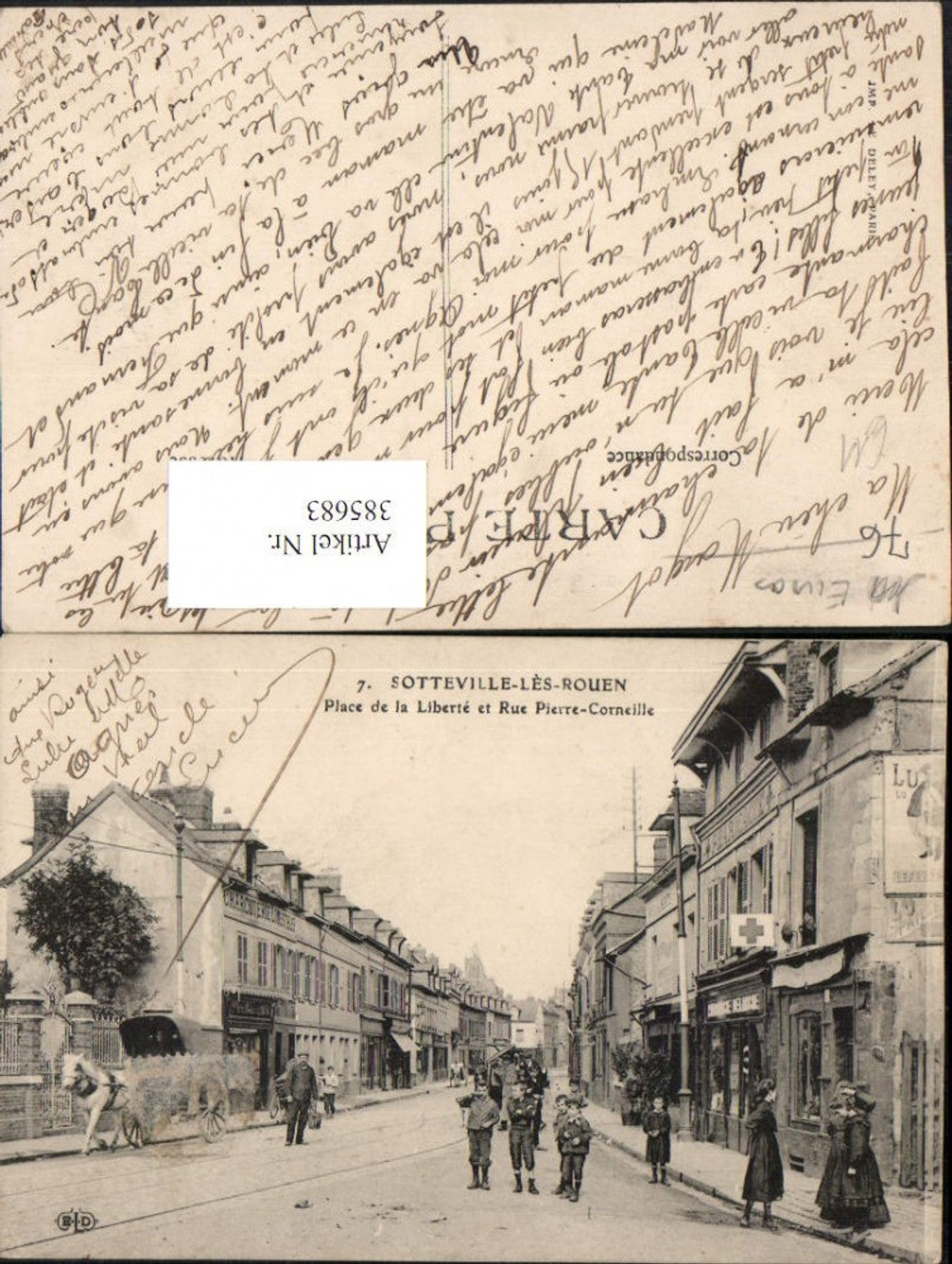 385683,Haute-Normandie Seine-Maritime Sotteville-les-Rouen Place de la Liberte et rue Pierre-Corneille