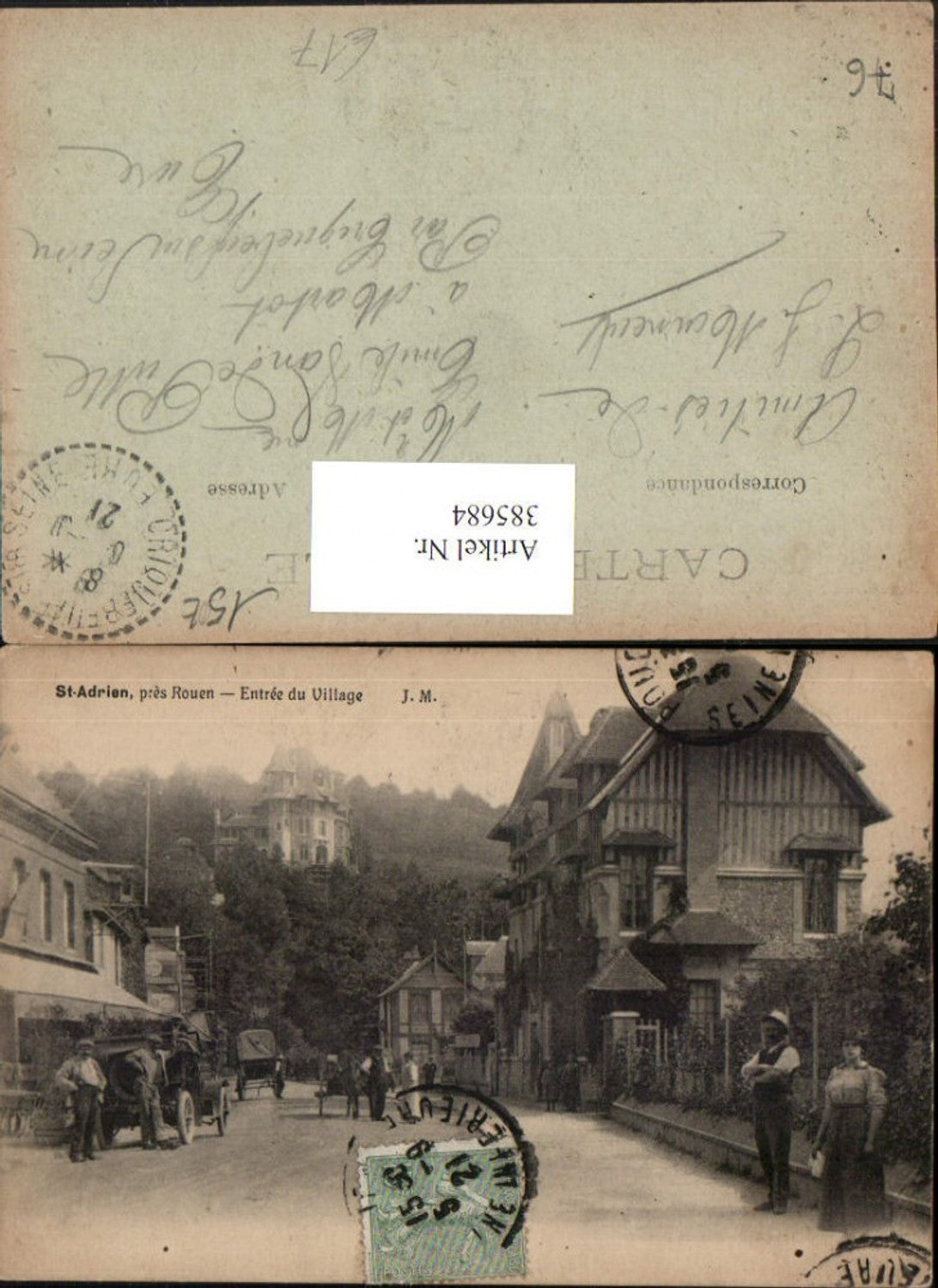 385684,Haute-Normandie Seine-Maritime St-Adrien pres Rouen Entree du Village Straßenansicht