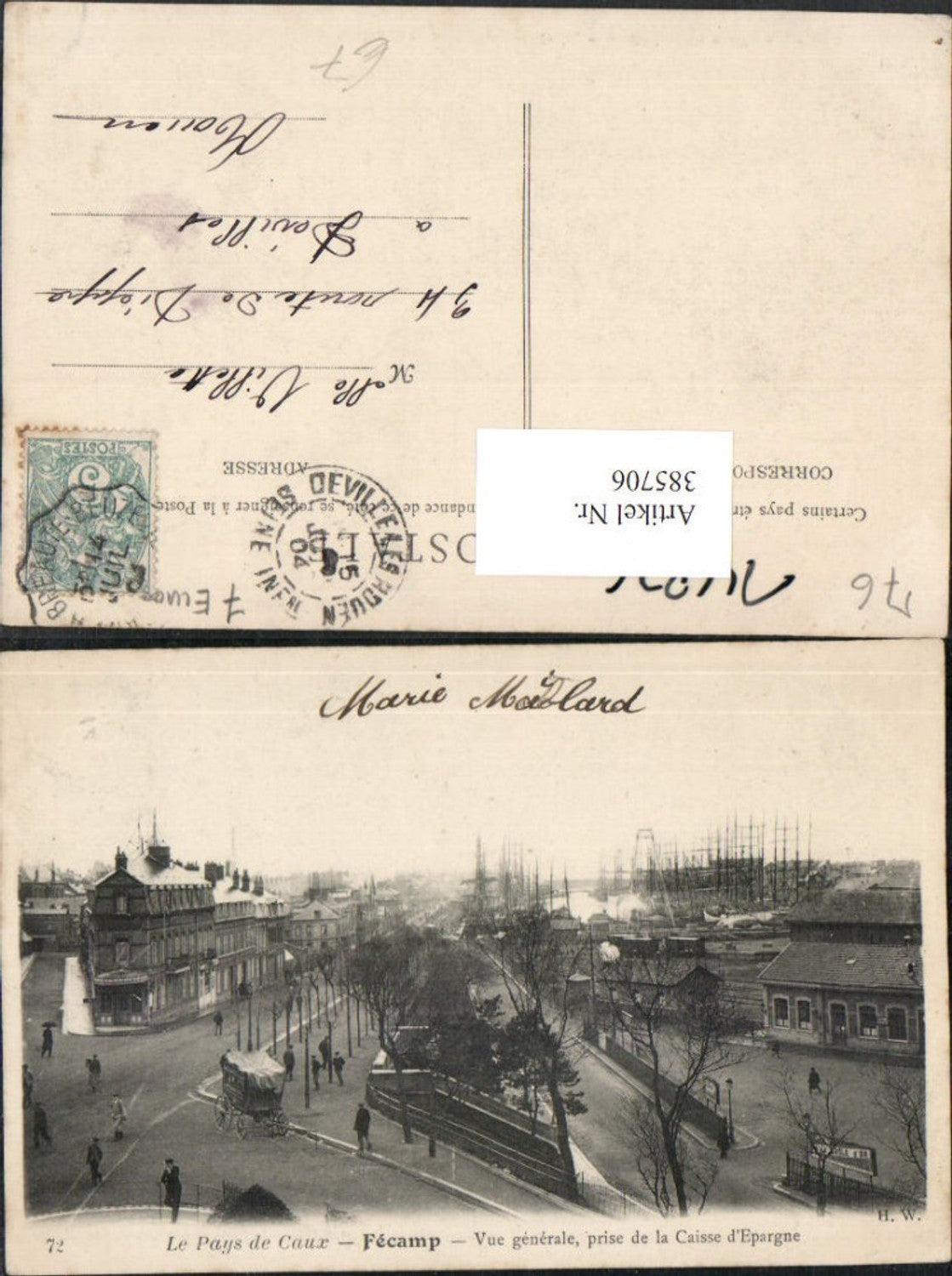 385706,Haute-Normandie Seine-Maritime Fecamp Vue generale prise de la Caisse Epargne Hafen