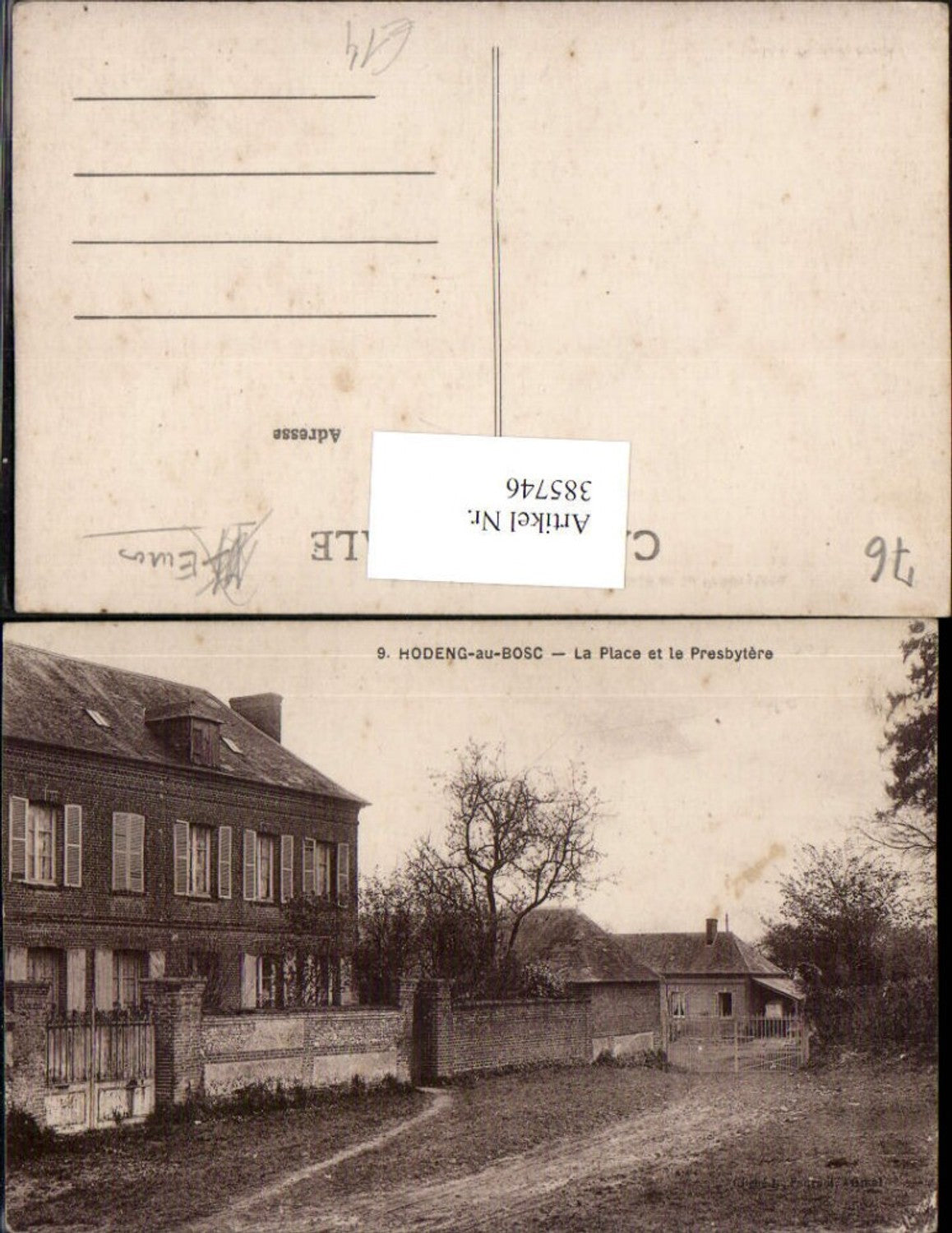 385746,Haute-Normandie Seine-Maritime Hodeng-au-Bosc La Place et le Presbytere