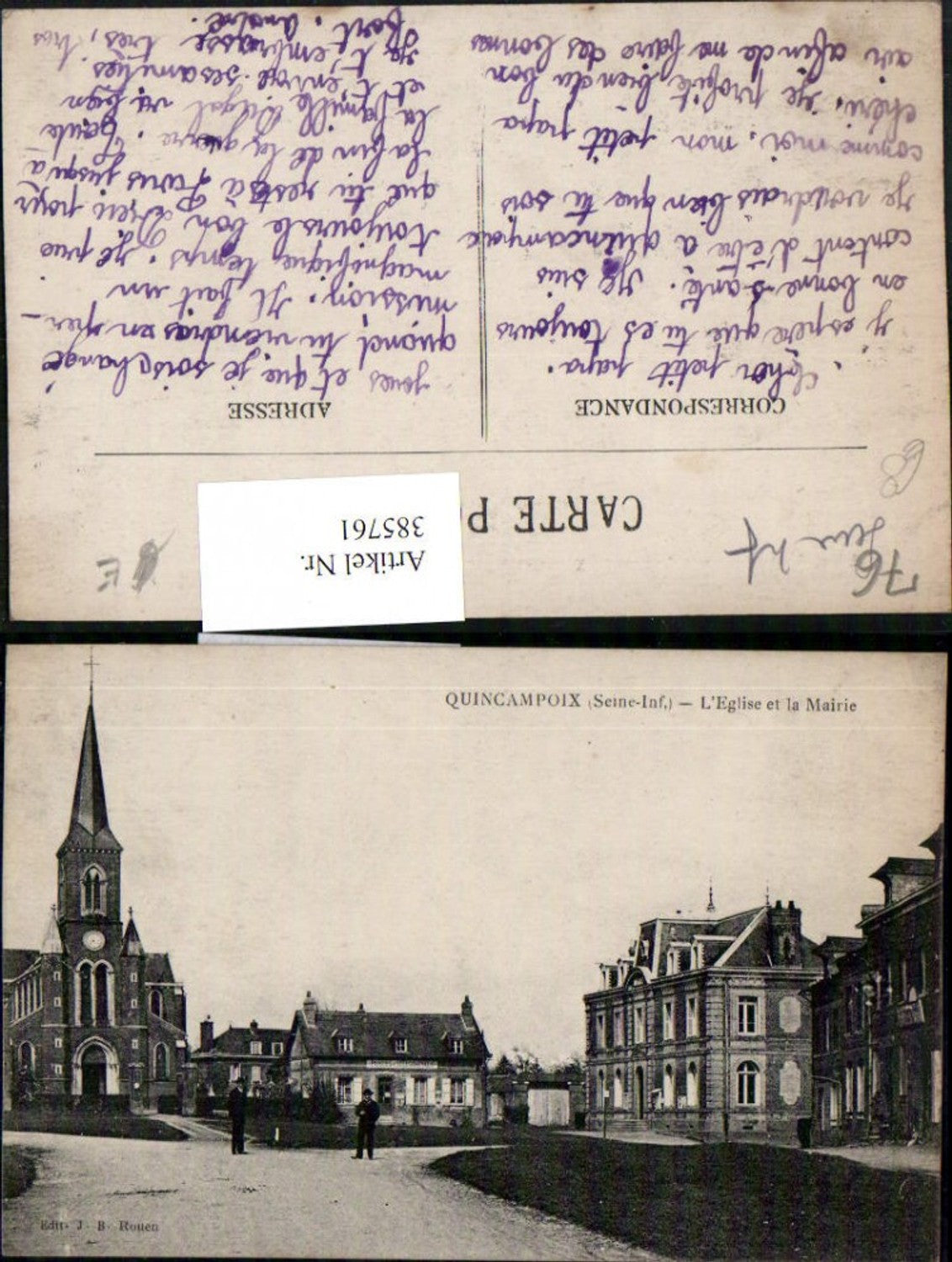 385761,Haute-Normandie Seine-Maritime Quincampoix L'Eglise et la Mairie Church Post Office