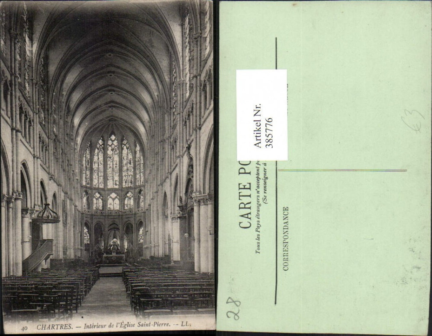 385776,Centre Eure-et-Loir Chartres Interieur de l'Eglise Saint-Pierre Kirche Innenansicht