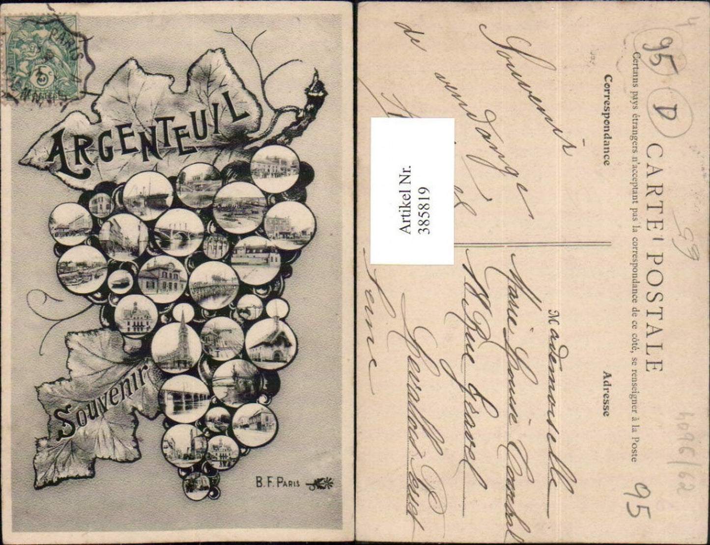 385819,Ile-de-France Val-Oise Argenteuil Kirche Rathaus Bahnhof Mehrbildkarte Trauben
