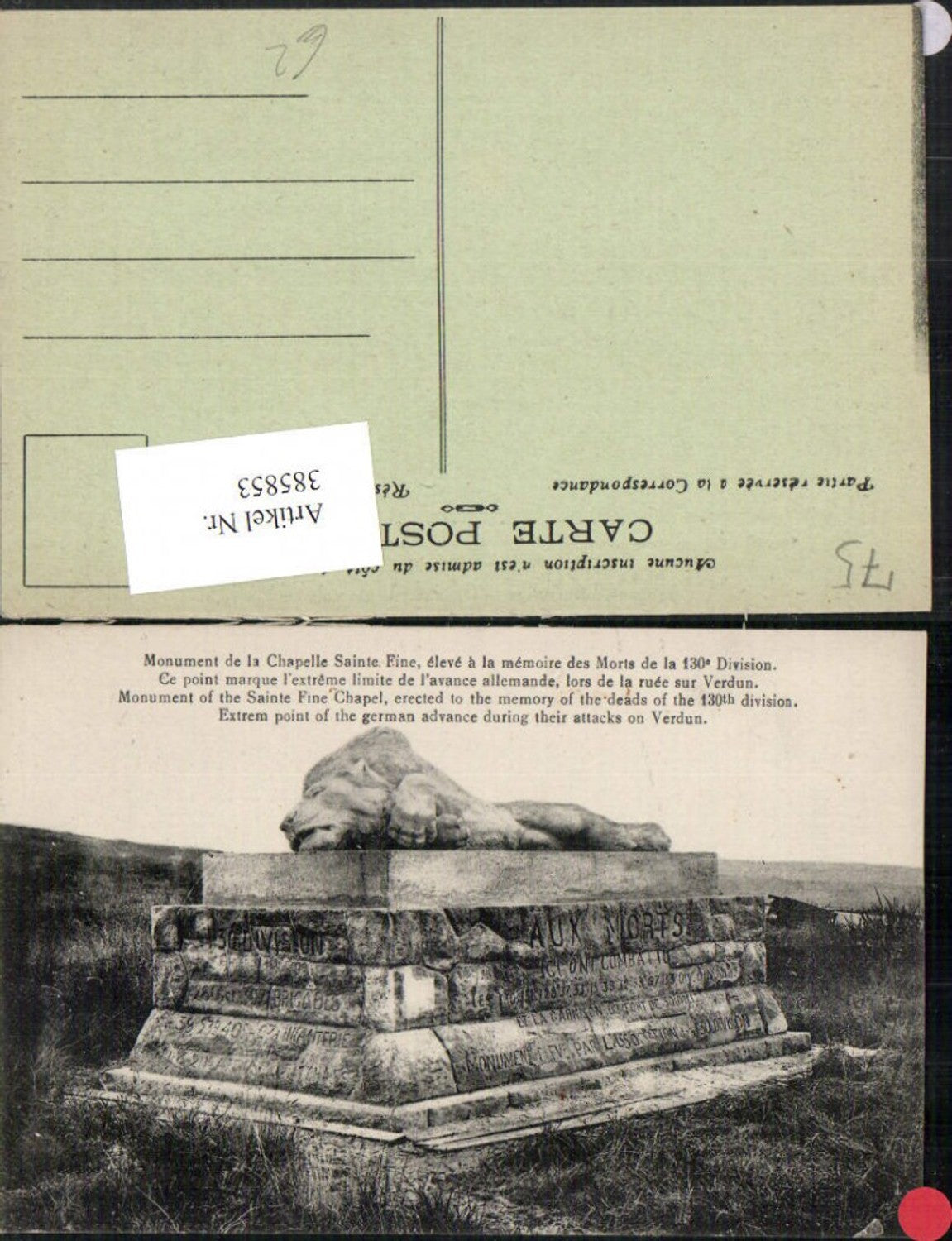 385853,Lothringen Meuse Fleury-devant-Douaumont Monument de la Chapelle Sainte-Fine
