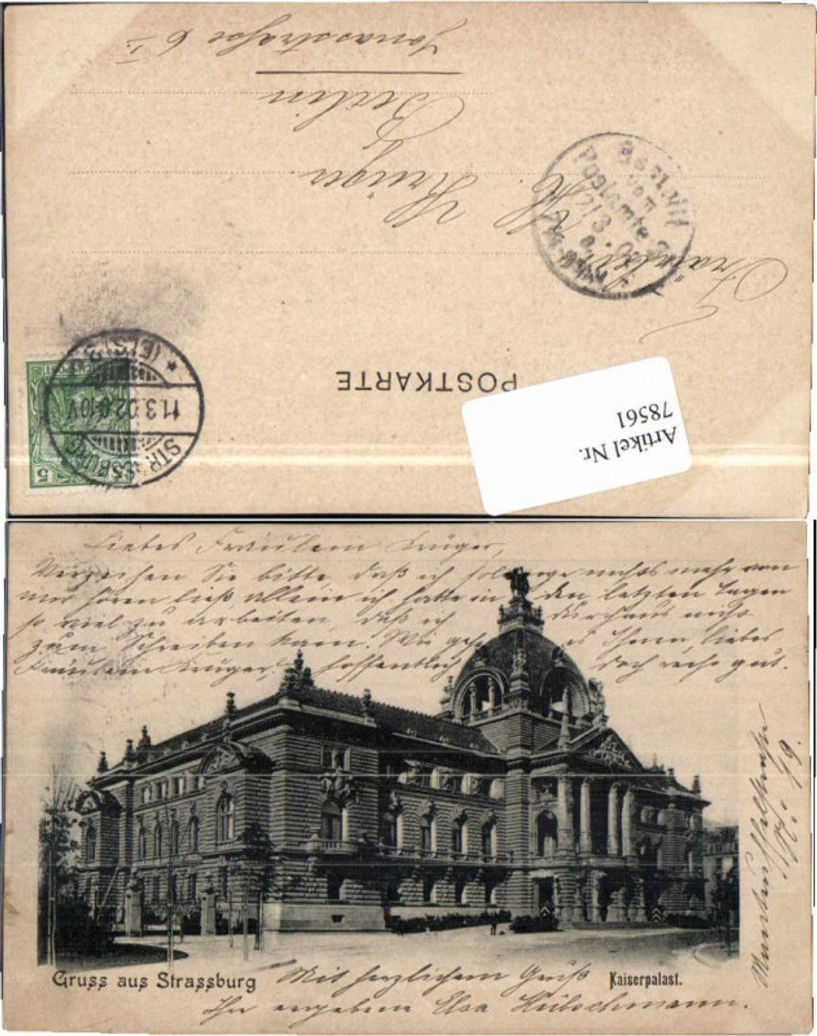 78561,Gruss aus Strassburg Elsass Kaiserpalast 1902