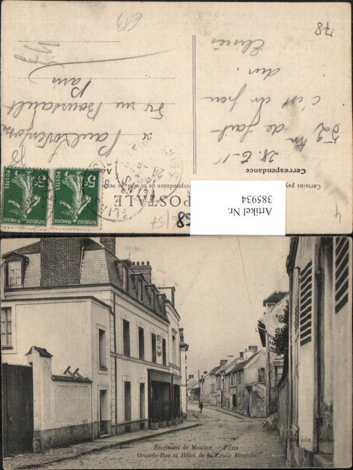 385934,Ile-de-France Yvelines Meulan Flins Grande Rue et Hotel de la Croix Blanche Straßenansicht