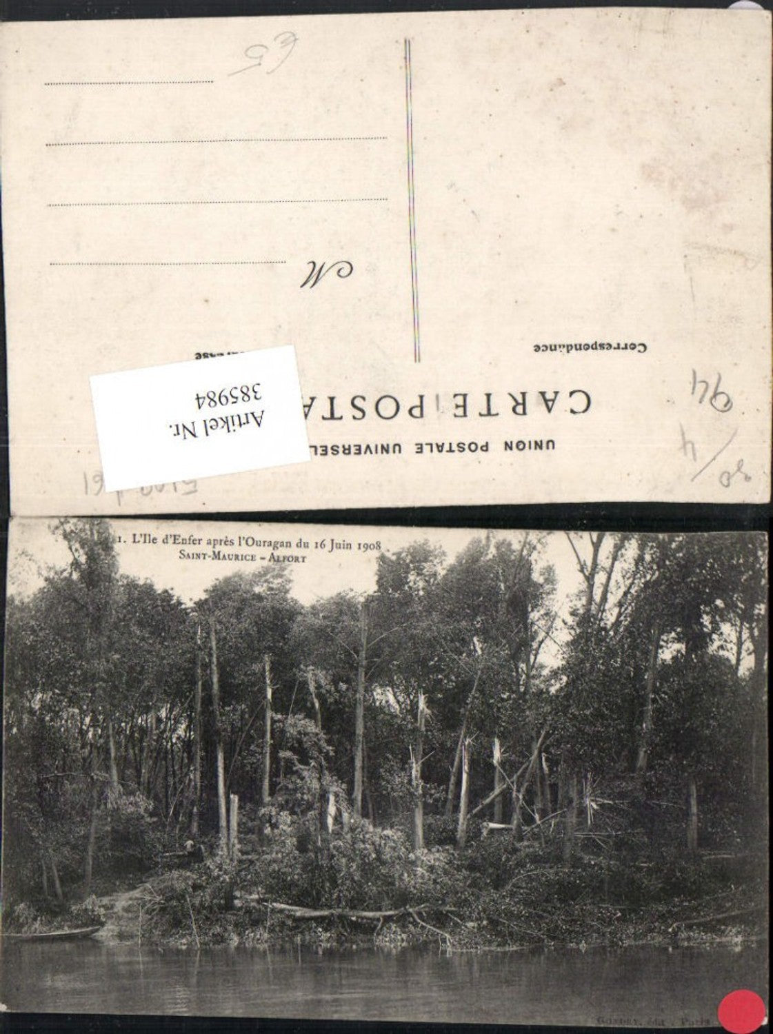 385984,Ile-de-France Val-de-Marne Saint-Maurice-Alfort L'Ile d'Enfer apres l'Ouragan 1908 Insel