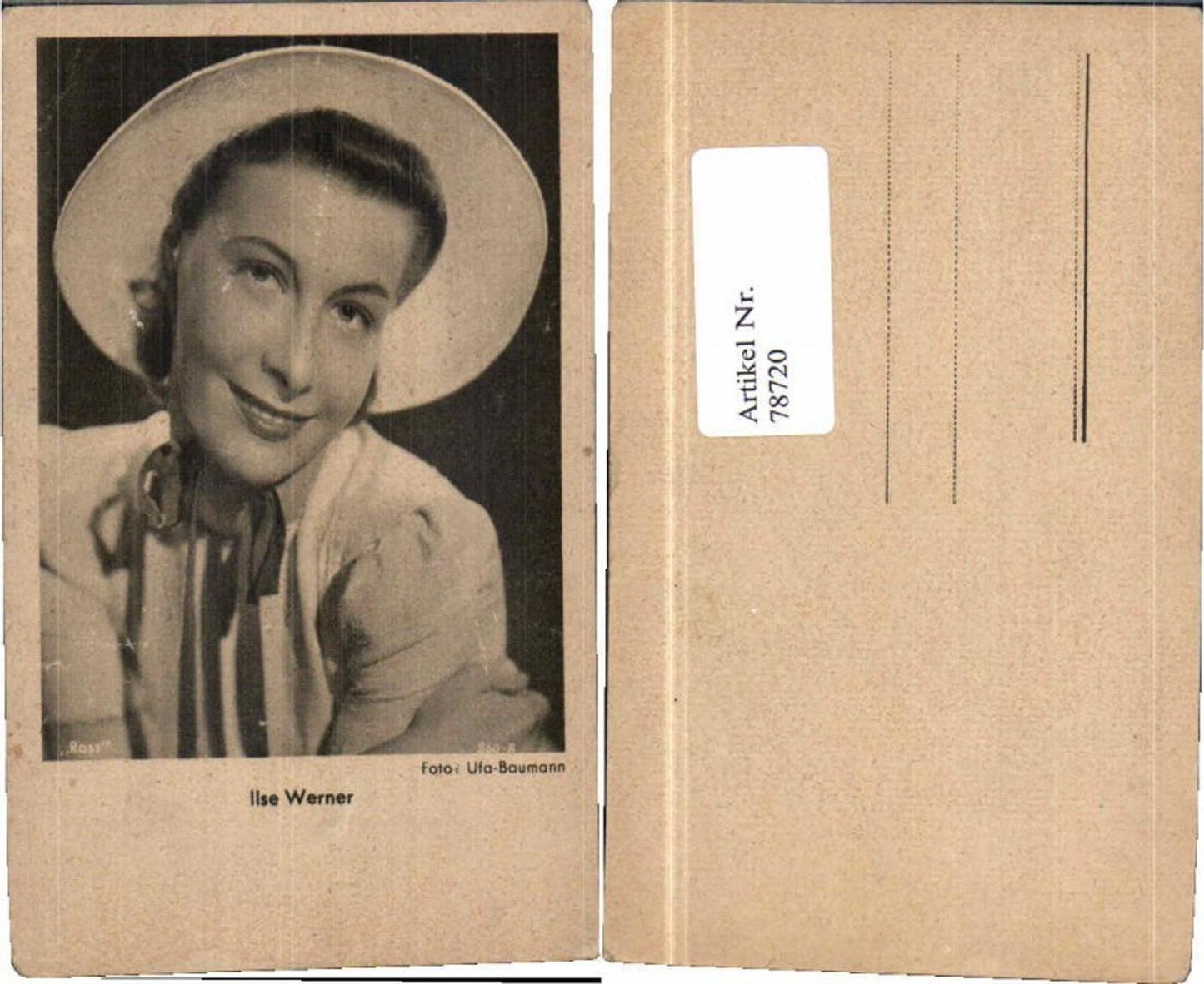 78720,Ilse Werner m. Hut Sexy Blick Ross Verlag 860-8