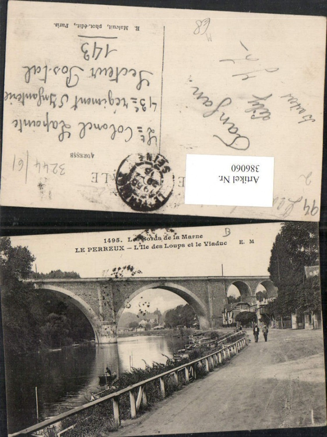 386060,Ile-de-France Val-de-Marne Le Perreux Bords de la Marne L'Ile des Loups et le Viaduc Viadukt