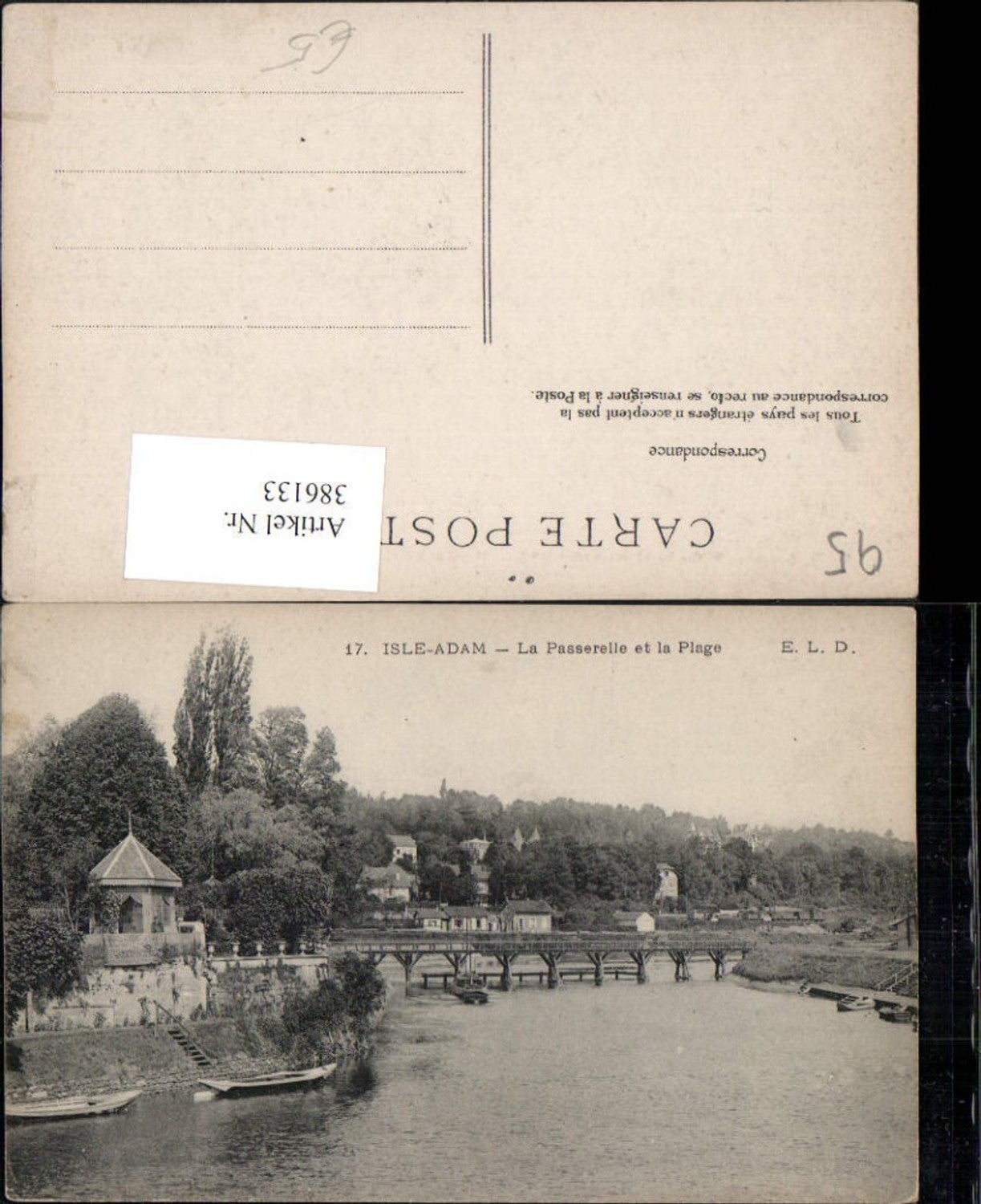 386133,Ile-de-France Val-Oise Isle-Adam La Passerelle et la Plage Brücke