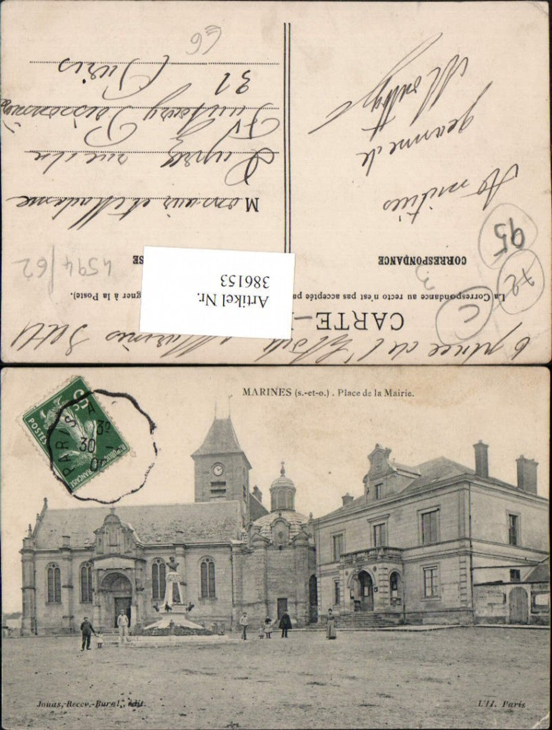 386153,Ile-de-France Val-Oise Marines Place de la Mairie Rathausplatz Rathaus Kirche