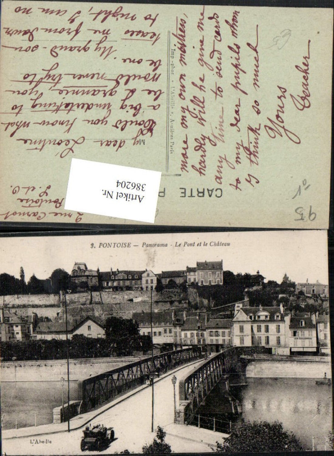 386204,Ile-de-France Val-Oise Pontoise Panorama Le Pont et le Chateau Brücke Schloss