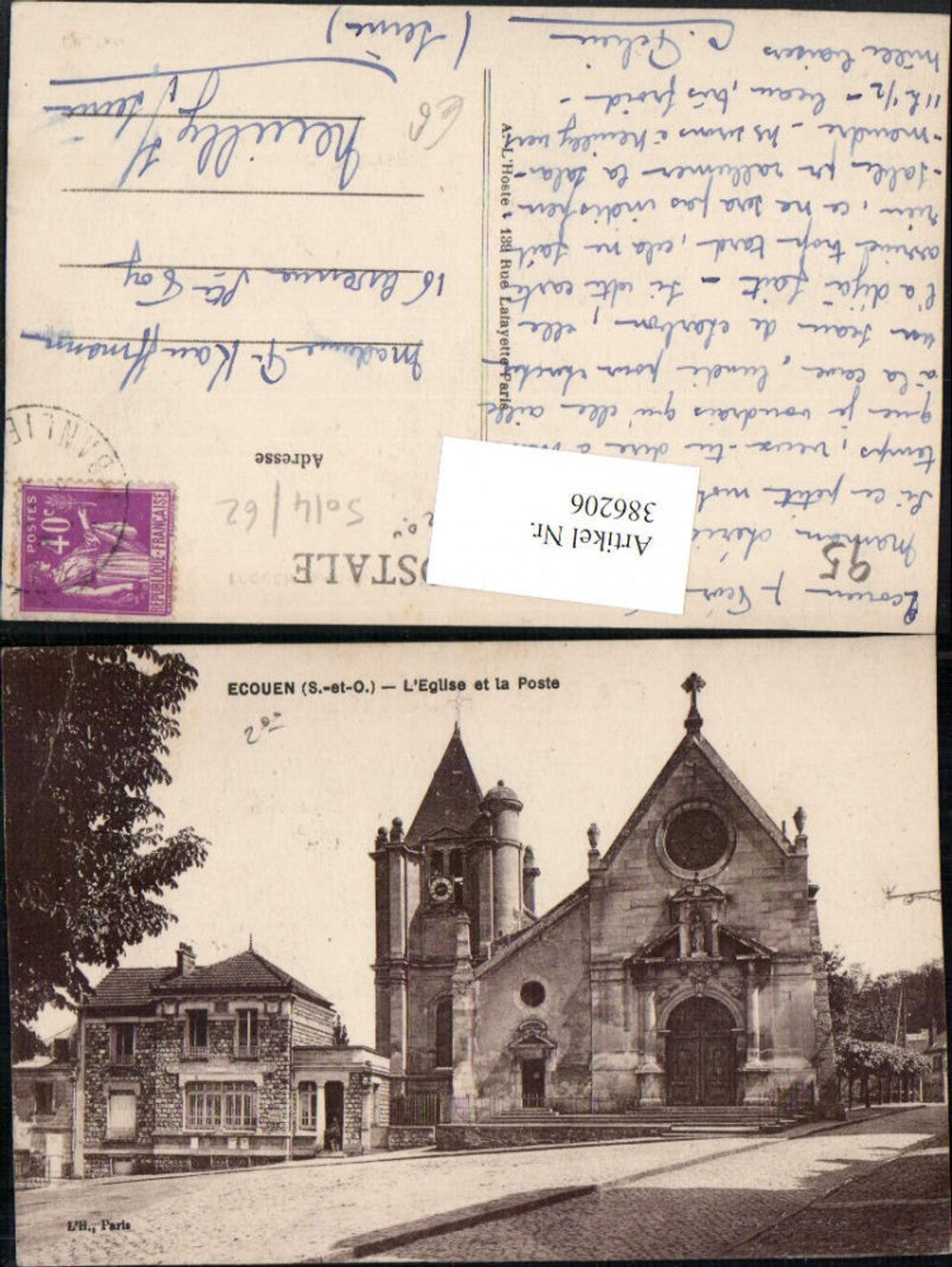 386206,Ile-de-France Val-Oise Ecouen L'Eglise et la Poste Kirche